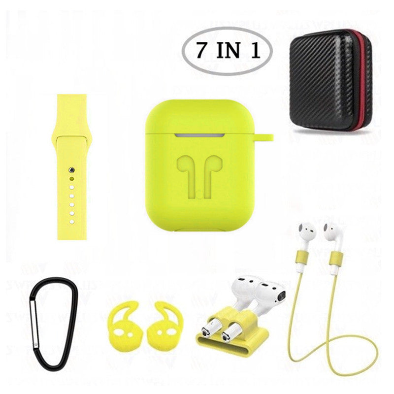 Étui en silicone 7 en 1 avec bracelet de montre en silicone pour AirPods 1 2 (1ère 2ème génération) Étui en silicone 7 en 1 avec bracelet de montre en silicone pour AirPods 1 2 (1ère 2ème génération)